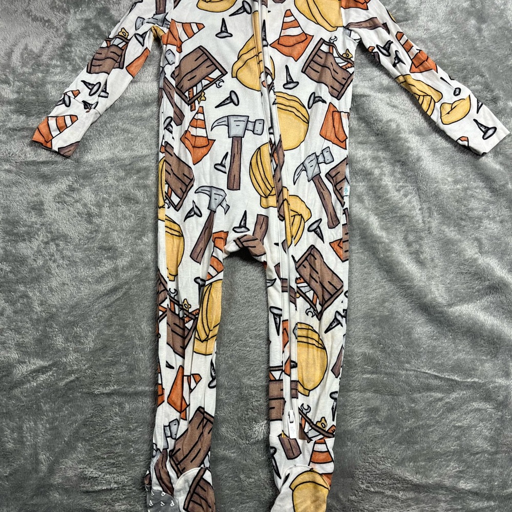 Posh Peanut White and Orange Footies One Piece
